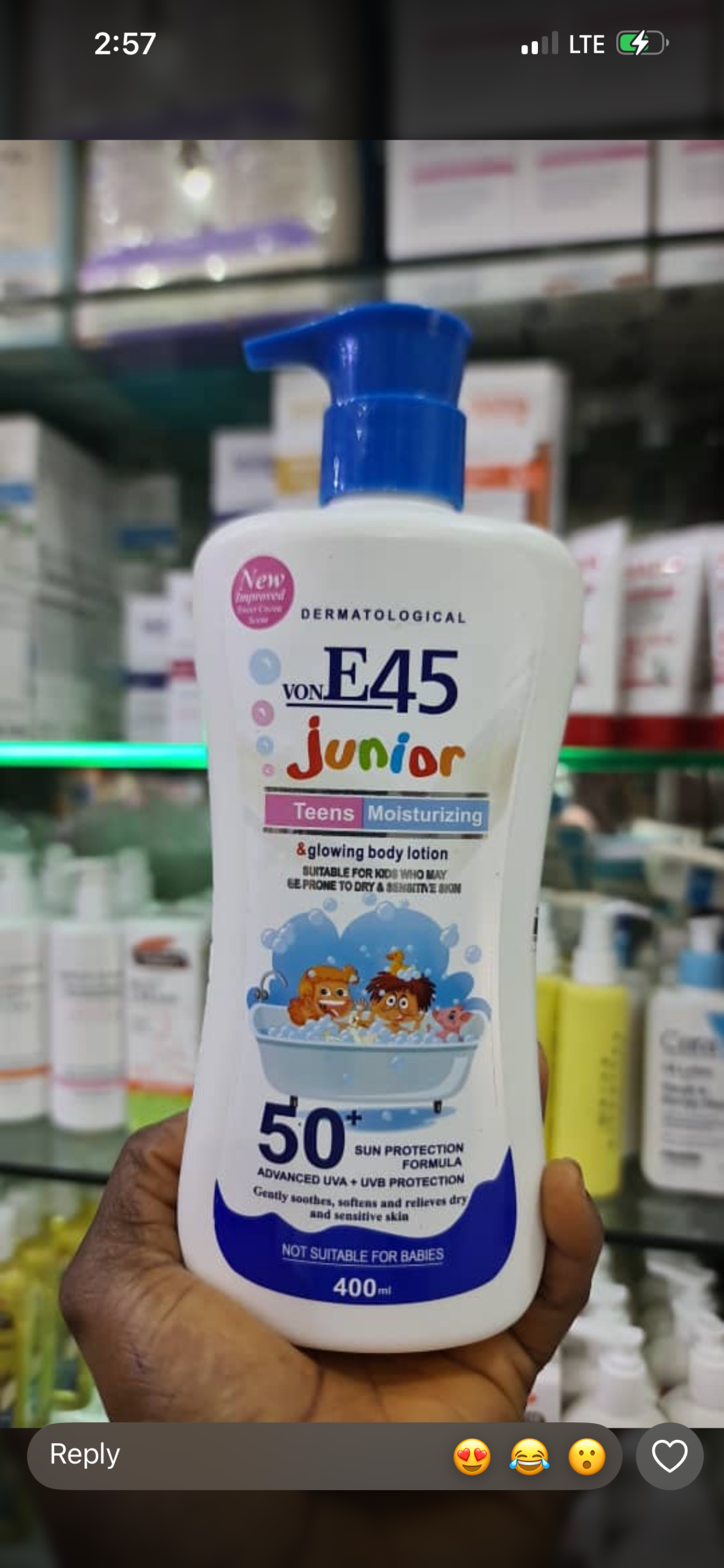 E45 junior body lotion